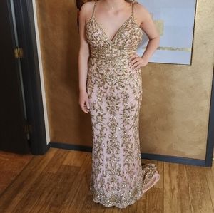 Sherri Hill 53136 Size 8 Blush/gold